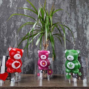 Disco Ball Planter, Cute Bear Decor, Mirror Ball Pot for Desk, Funky Home Decor, Unique Stoner Gift for Her, Quirky Plant Pot