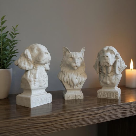 Custom Pet Bust | Personalized Dog Cat Memorial Sculpture