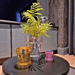 Mirror Tile Disco Ball Plant Pot | Dazzling Indoor Planter | Handcrafted Light-Reflecting Home Decor | Ripley&#39;s Nest Original