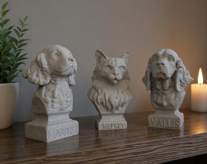 Custom Pet Bust from Photo, Personalised Dog Cat Memorial