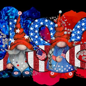 Gnome USA splatter glitter sublimation png