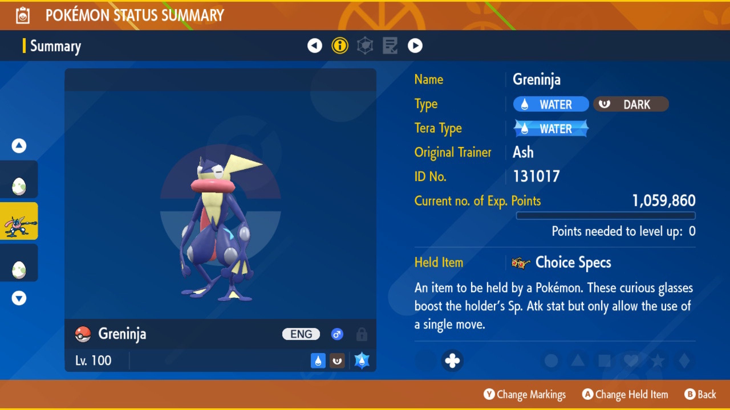 Shiny Ash Greninja Battle Bond Pokemon For Scarlet & Violet - Shiny Locked Event Pokemon