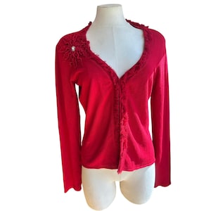 Vintage Alberto Makali Women&#39;s Med Knit Cardigan Rhinestone Detail