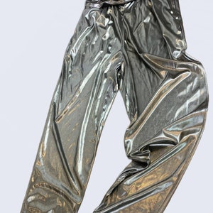 Vintage PG Collections Ginger Bort Silver Llamé High Waist Pants Size 10 MINT