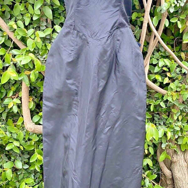 VTG Jessica McClintock Gunne Sax Black Taffeta Jewel Tones Strapless Gown Dress Size 9-10