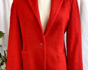 Vintage 1970s John Meyer Red Wool Tailored Lined Blazer Size 6-8