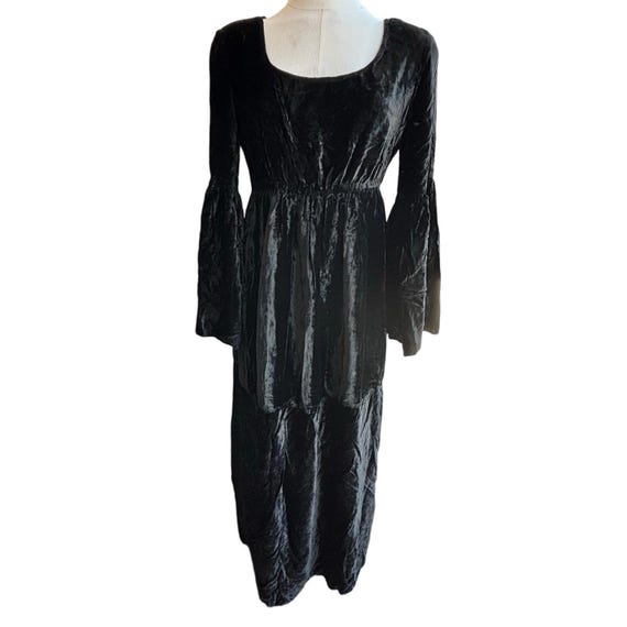 Vintage 90s Max Studio Crushed Velvet Black Dress - Tiered Goth Whimsy -  Etsy