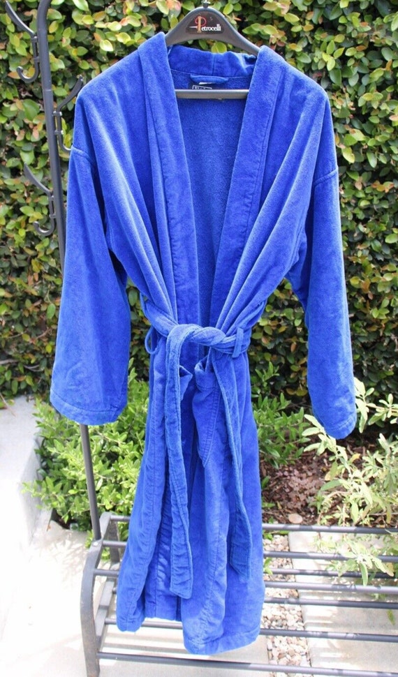 RALPH LAUREN Polo Pony Plush Cobalt Blue Bath Robe