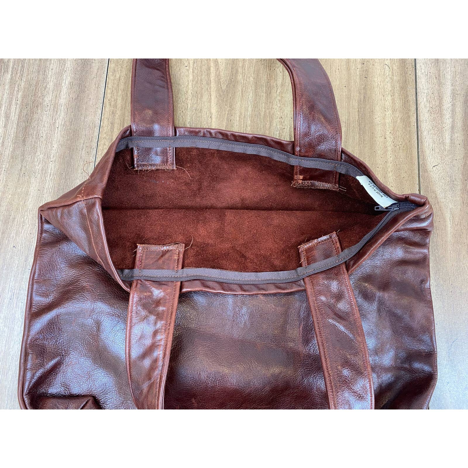 Tomasini Fine Linens Los Angeles Burgundy Brown Large Tote Shoulder Bag