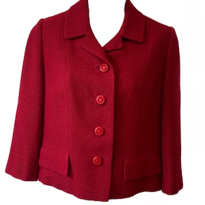 Women&#39;s 1960s Era Burgundy Tailored Blazer Suit Jacket Size 6-8