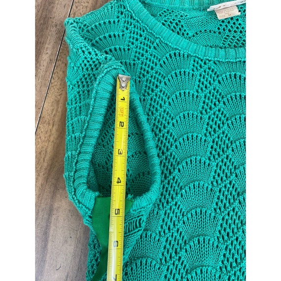 Vintage 1980s Green Scalloped 100% Cotton Knit Sw… - image 8