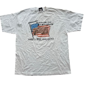 Vintage 00s Operation Enduring Freedom Men&#39;s XL Osama Bin Laden Flag T-Shirt USA