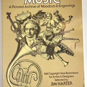 1980 Music A Pictorial Archive of Woodcuts Engravings Copyright Free Jim Harter