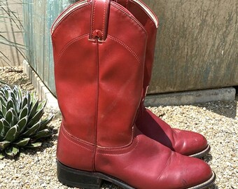 Vintage Laredo Boots Red Leather Roper Women's Size 6.5 M