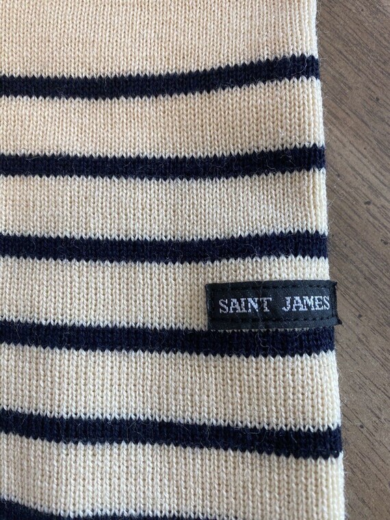 Saint James Breton Wool Ivory & Navy Striped Fish… - image 6
