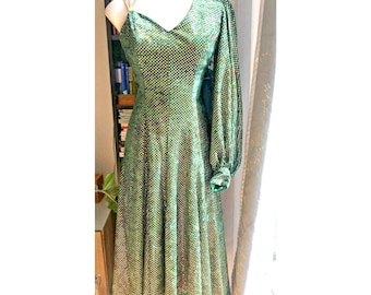 Vintage Theater Theatrical Dress Emerald Green Gold Sparkle XS Show Cabaret
