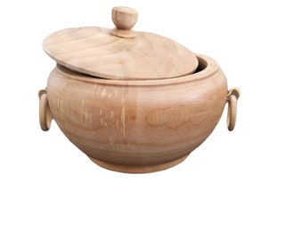 Natural Pine Wood Sugar Bowl with Lid, Sugar Pot Kitchen Accessories, Salt Cellar, Saltbox, Spice Jar, Wooden Bridal Shower Gift, Home Decor