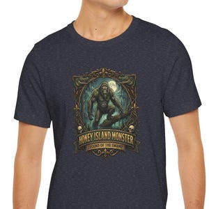 Honey Island Monster Shirt Louisiana Swamp Stalker Cryptid Graphic Tee Retro Badge