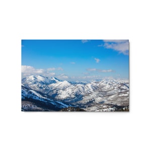 Large Metal Print Overlooking the Snow-Covered Wasatch Mountains of Utah on a Sunny Day