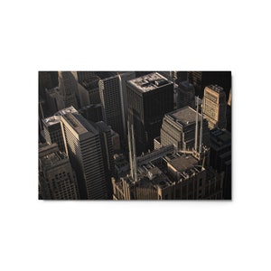 Large Metal Print Of An Aerial Photograph Looking Down At The Rooftops Of Skyscrapers In Downtown Chicago