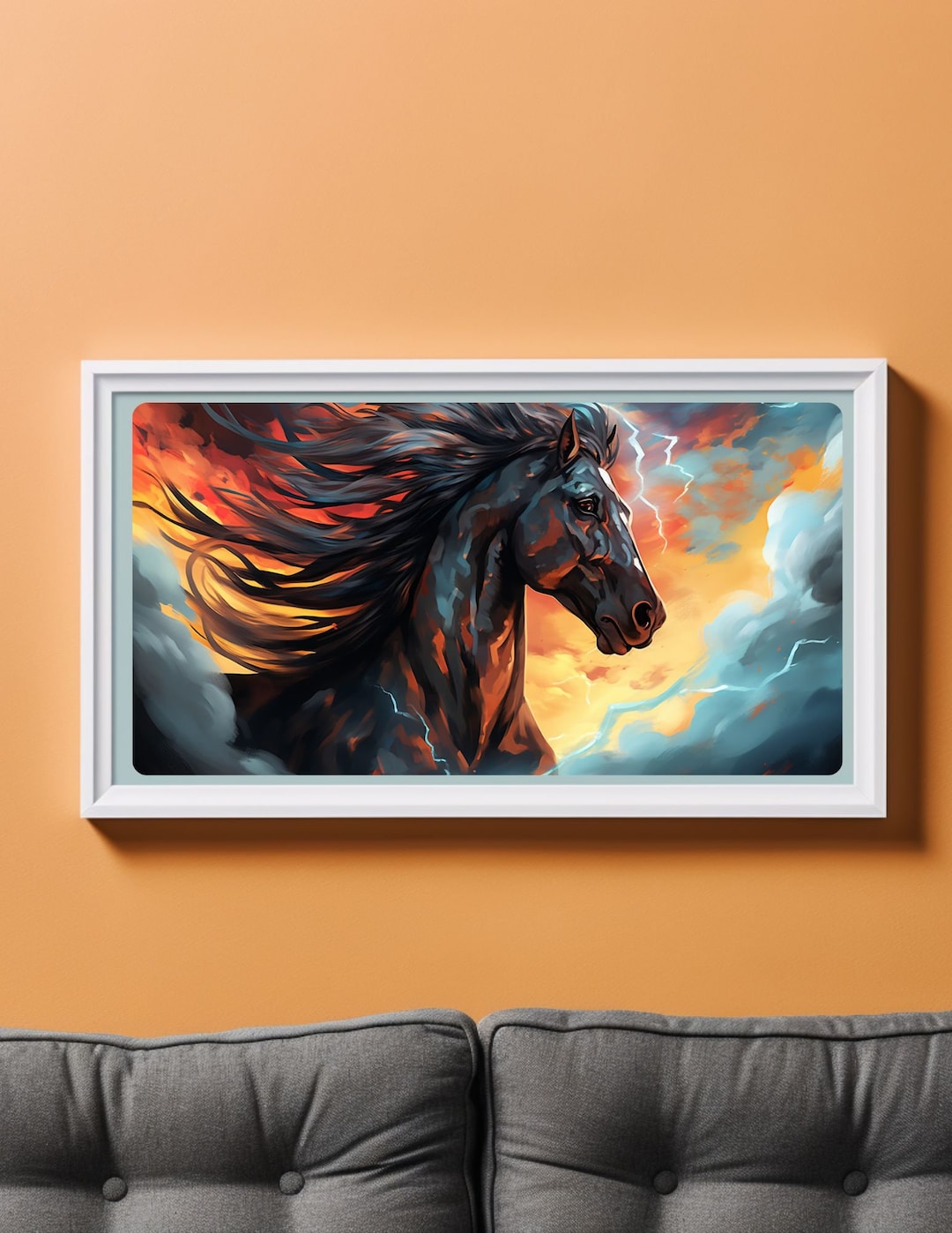 Stormy Conqueror Digital Horse Print Spirit Horse Wall Art Etsy