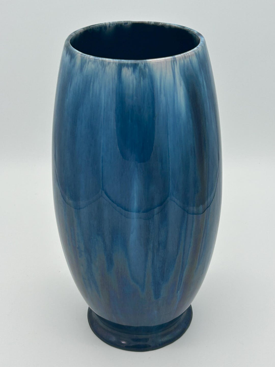 Vintage MCM Blue Mountain Pottery Blue White Black Drip Glaze Vase ...