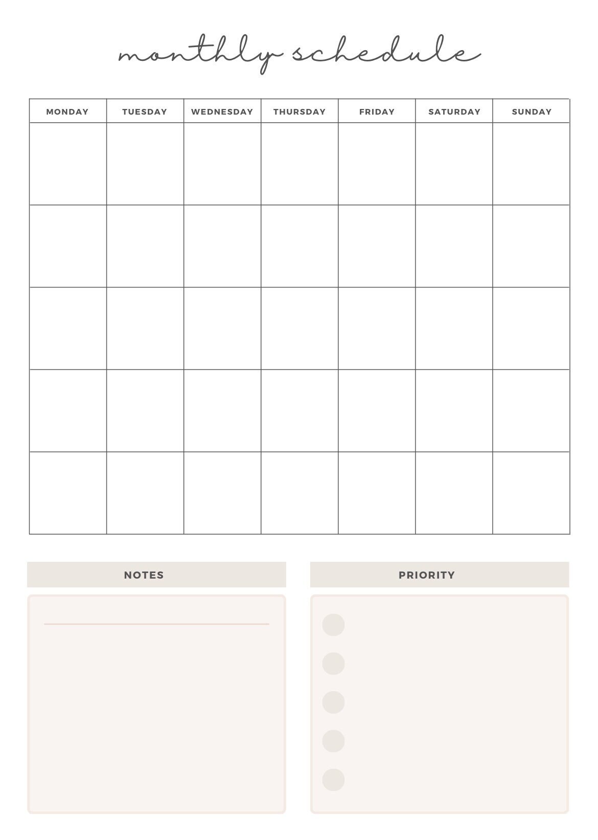 Modern Monthly Planner Printable PDF - Etsy