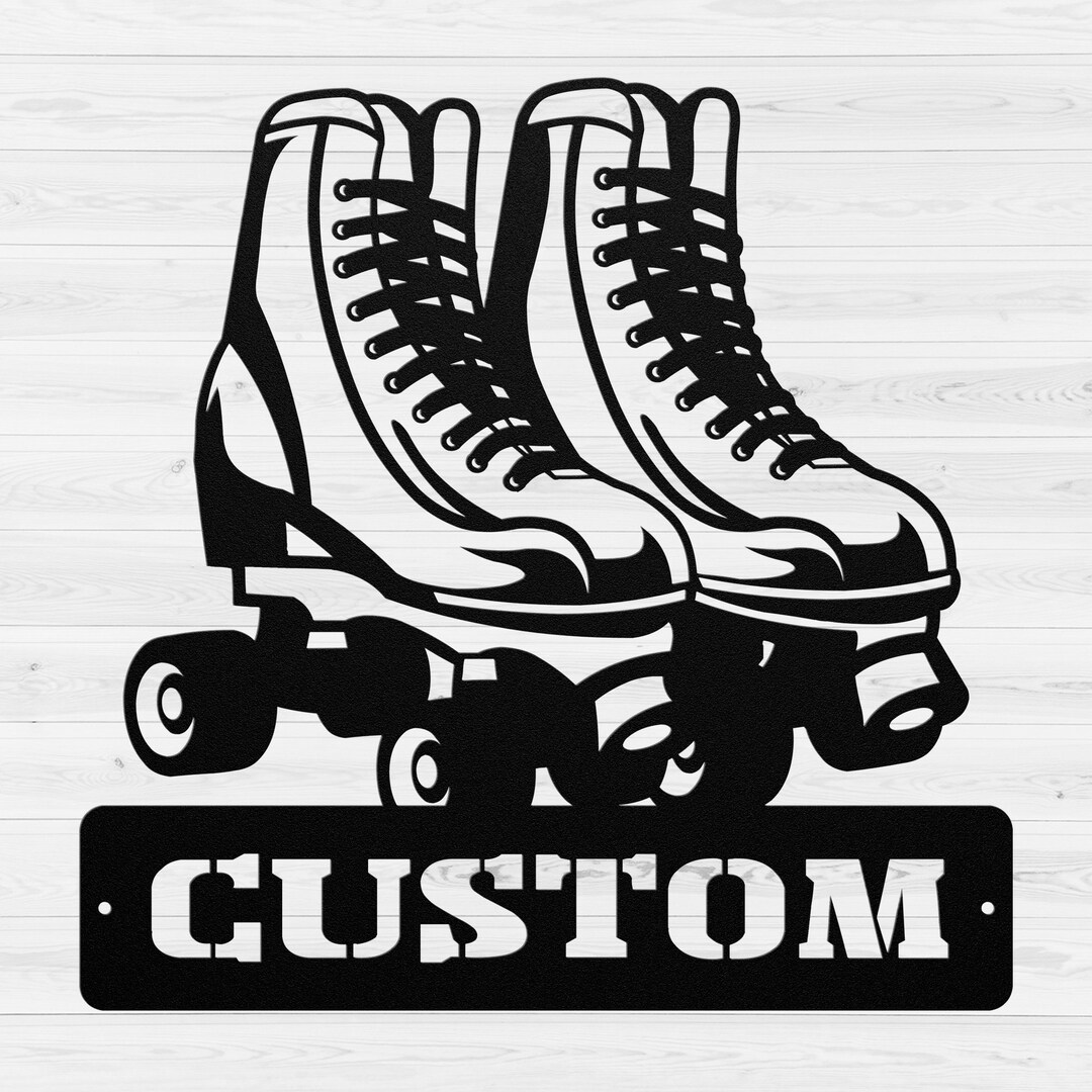Custom Retro Roller Skate Monogram Metal Sign Decor Personalized Roller