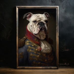 Baroque Bulldog Pet Painting / Aristocrat Dog Portrait / Vintage Renaissance Animal Poster / Art Poster Print / Gothic Victorian