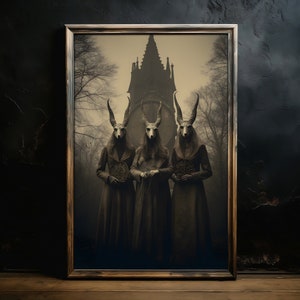 Impressão fotográfica vintage Elk Cult: decoração de Halloween gótica escura (download digital)
