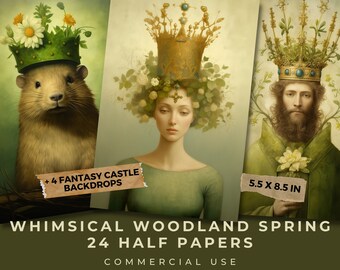 Woodland Spring Creatures Junk Journal Kit: 24 Half Papers (Digital Download)