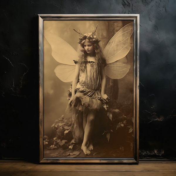 Sepia Fairy / Fantasy Vintage Photography / Vintage Poster / Art Poster Print / Dark Academia / Gothic Victorian / Halloween Decor