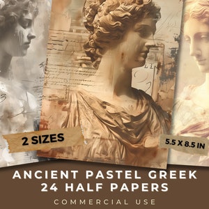 Donne greche antiche pastello / Kit diario spazzatura / Biglietti digitali / Uso commerciale / 24 fogli stampabili / 2 dimensioni