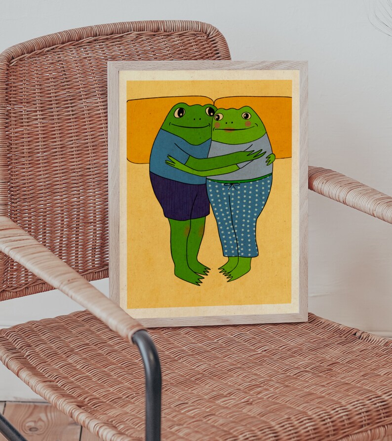 Printable Cute Frogs Wall Print - Retro Frog Wall Art - Digital ...