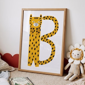 Personalized Leopard Initial Print – Kids Animal Name Art (Digital Download)