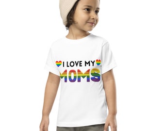 T-shirt à manches courtes pour tout-petit, t-shirt Kids Pride, j'aime mes mamans, t-shirt LGBTQ+, idée cadeau, 2 t, 3 t, 4 t, 5 t, chemise arc-en-ciel