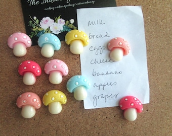 Paddenstoelpunaises, punaises, 10 drukspelden, schattig kantoorbenodigdheden, voedseldecor, schattige kleine paddestoelkopspijkers