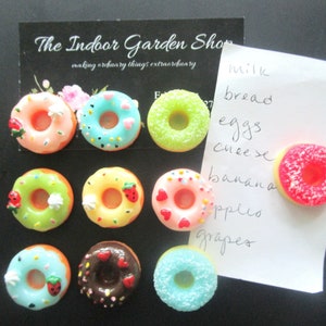Donut Magnets, 10 Donut Fridge Magnets, Cubicle Decor, Office Supplies, Foodie Gift, Junk Food Magnet, Pastry Magnet, Doughnuts
