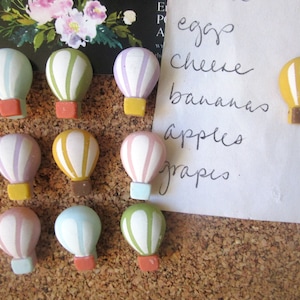 Hot Air Balloon Push Pins, Balloon Thumbtacks, 14 Push Pins, Cubicle Decor, Kids Desk Decor, Office Supplies, Dorm Room Decor