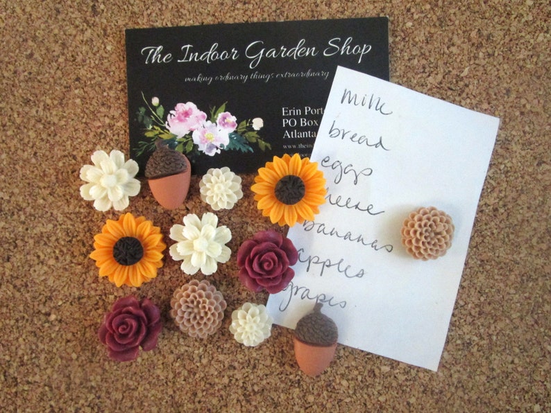 Fall Thumbtack Set, Pretty Push Pins, 12 Pushpins, Cubicle Decor ...