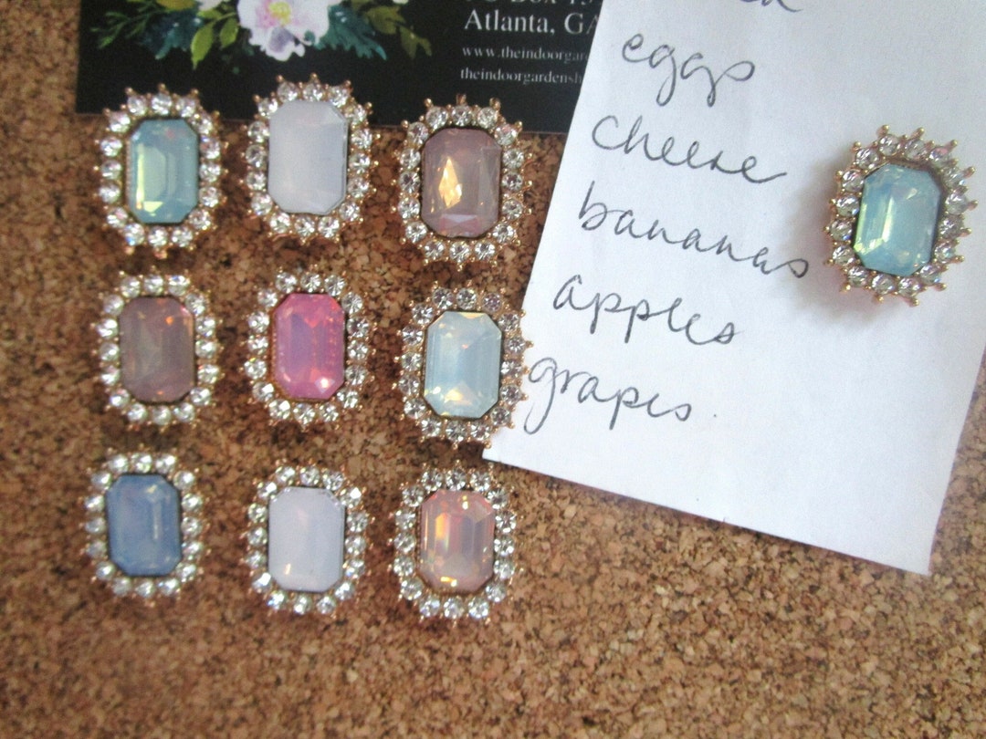 10 Rhinestone Thumbtacks Gemstone Pins Cubicle Decor Glam Etsy