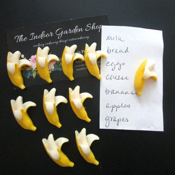 Banana Magnets, Fruit Magnets, 10 Banana Fridge Magnets, Novelty Magnets, Cubicle Decor, Office Decor, Banana Lover, Food Magnet