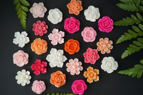 Flower Magnet Set, Wedding Favors, Strong Neodymium Magnets, Refrigerator Magnets, Office Decor, 12-24 pcs, Pink, Orange, White