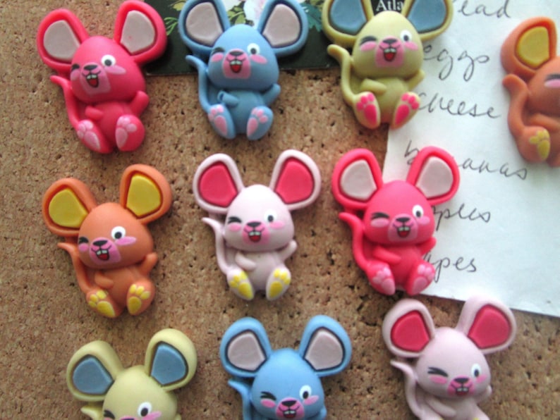 Mouse Pushpins 10 Cute Mouse Thumbtacks Mice Push Pins - Etsy
