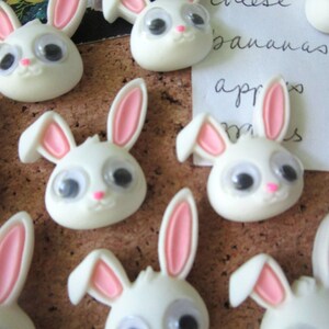 Bunny Pushpins, 10 Cute White Rabbit Thumbtacks, Googly Eye Bunny, Push ...