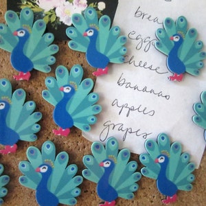Peacock Pushpins, Peacock Thumbtacks, 10 Push Pins, Cubicle Decor, Peacock Gift, Peacock Decor, Office Supplies, Dorm Room Decor