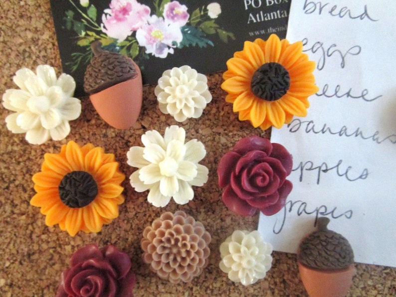Fall Thumbtack Set, Pretty Push Pins, 12 Pushpins, Cubicle Decor ...