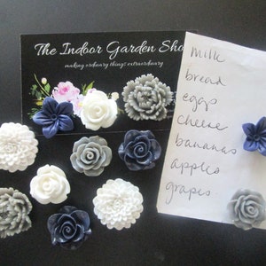 Magnet Set / 12 Fridge Magnets / Office Supply / Cubicle Decor / Gray, White, Navy / Desk Decor / Locker Magnets