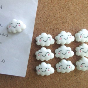 Cloud Pushpins, 10 Cloud Thumbtacks, Push Pins, Cute Office Supply, Cubicle Decor, Dorm Room Decor