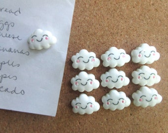 Cloud Pushpins, 10 Cloud Thumbtacks, Push Pins, Cute Office Supply, Cubicle Decor, Dorm Room Decor